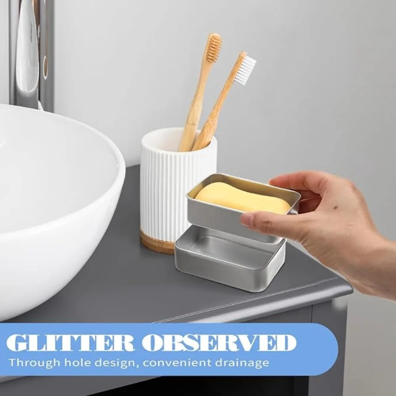 Soap Dish Draining - Portasapone portatile in alluminio a doppio