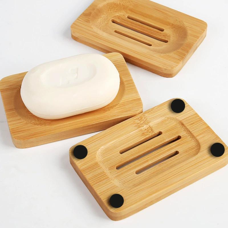 Soap Dish Draining - Portasapone in bambù naturale, 1 pezzo,