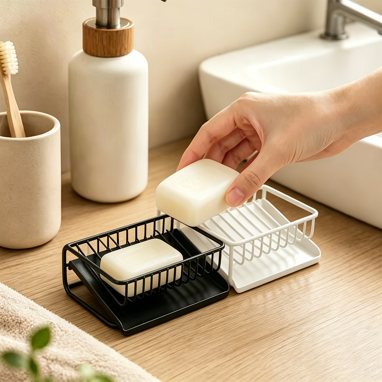 Soap Dish Draining - Portasapone in plastica con vassoio di